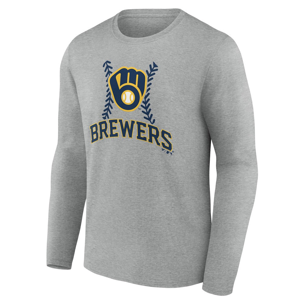 Milwaukee Brewers Fastball Long Sleeve T-Shirt Gray