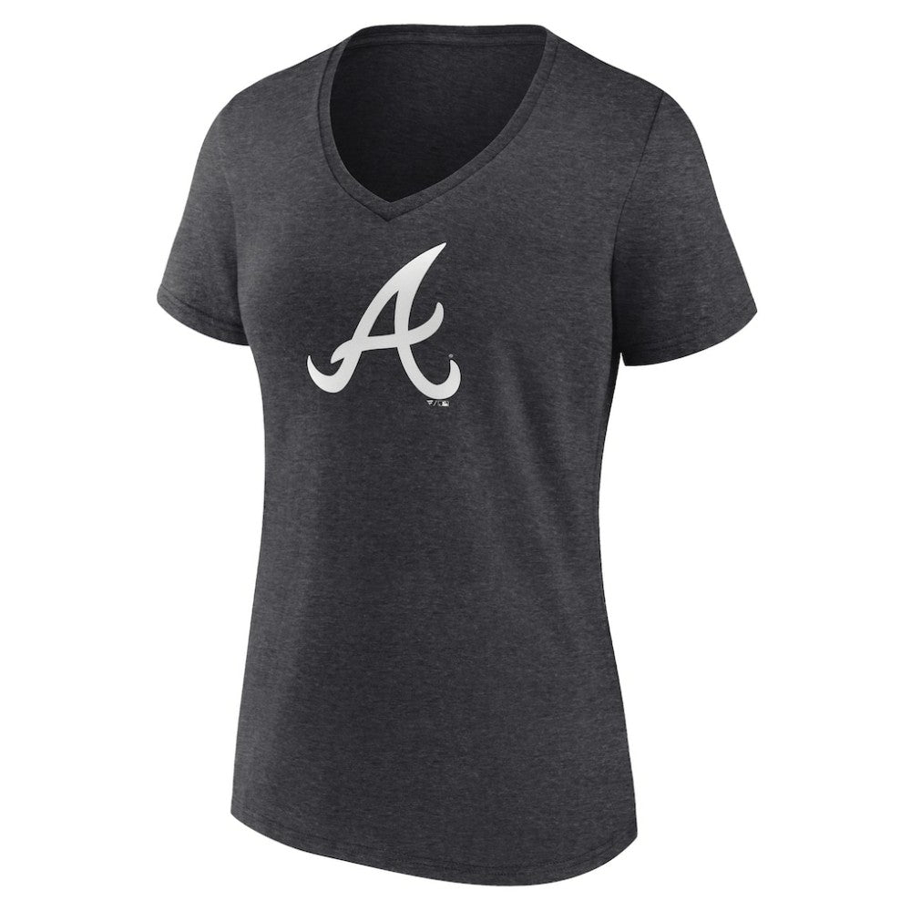 Atlanta Braves Women's Monochrome V-Neck T-Shirt Charcoal