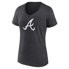 Atlanta Braves Women's Monochrome V-Neck T-Shirt Charcoal