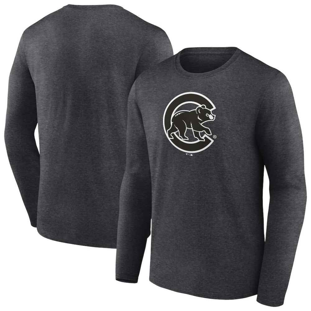 Chicago Cubs Monochrome Long Sleeve T-Shirt Charcoal