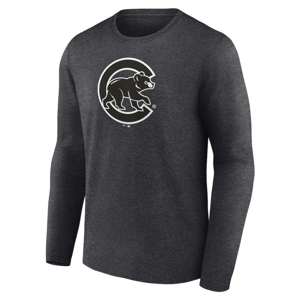 Chicago Cubs Monochrome Long Sleeve T-Shirt Charcoal