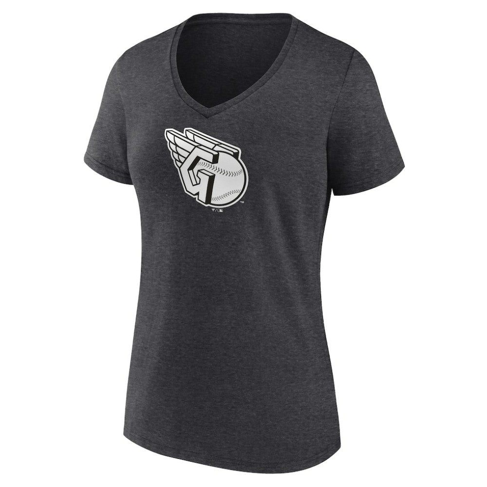 Cleveland Guardians Women's Monochrome V-Neck T-Shirt Charcoal