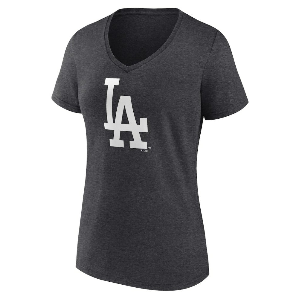 Los Angeles Dodgers Women's Monochrome V-Neck T-Shirt Charcoal