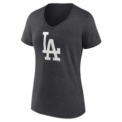Los Angeles Dodgers Women's Monochrome V-Neck T-Shirt Charcoal