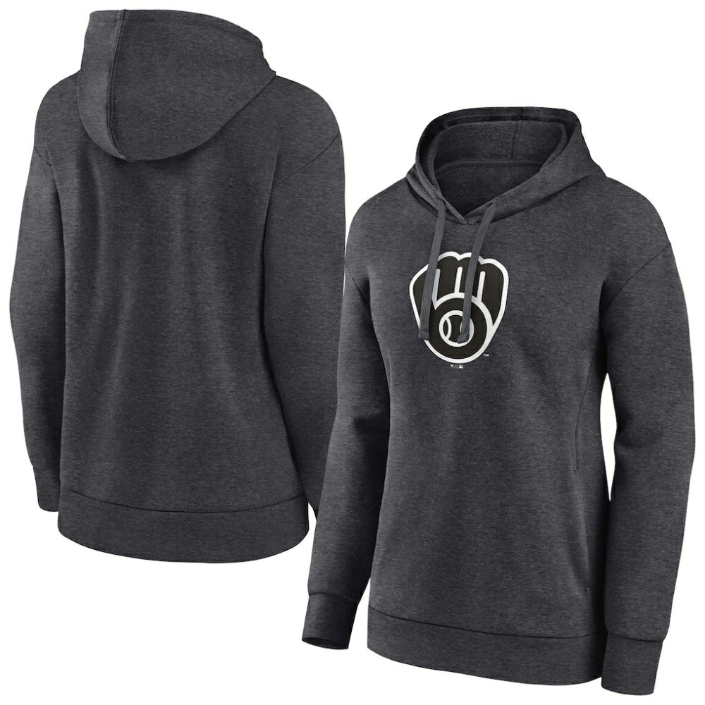 Milwaukee Brewers Women's Monochrome Pullover Hoodie Charcoal