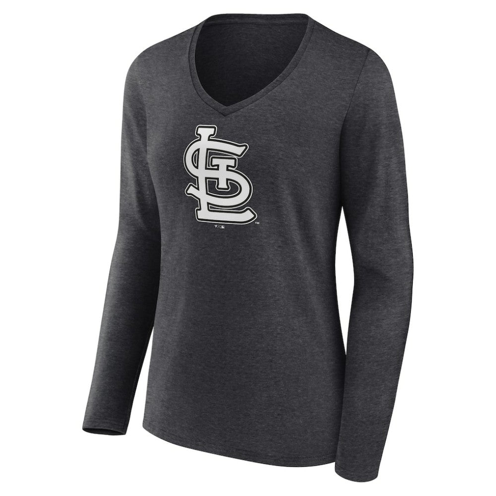 St. Louis Cardinals Women's Monochrome Long Sleeve V-Neck T-Shirt Charcoal