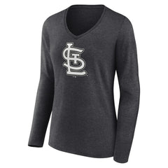 St. Louis Cardinals Women's Monochrome Long Sleeve V-Neck T-Shirt Charcoal
