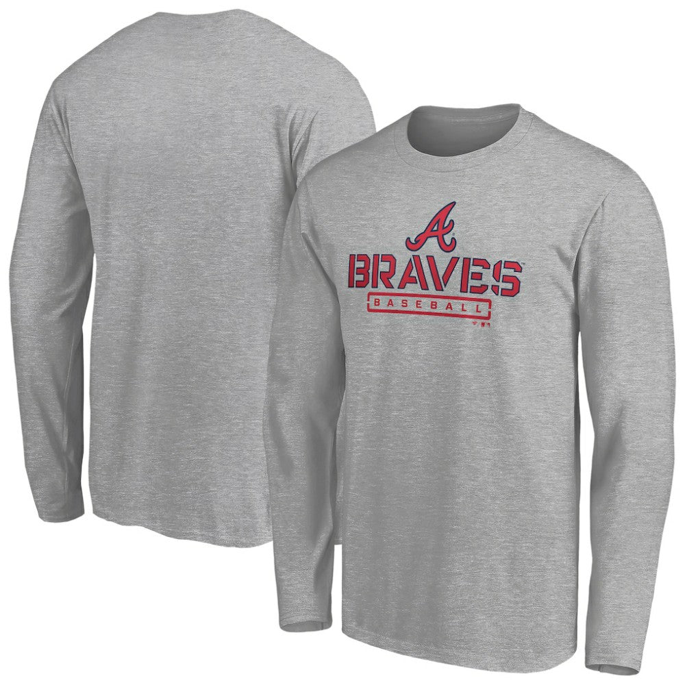 Atlanta Braves Evanston Stencil Long Sleeve T-Shirt Gray