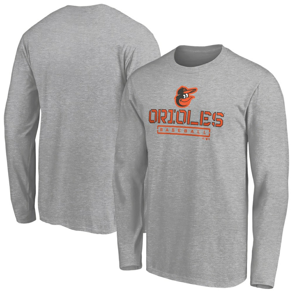 Baltimore Orioles Evanston Stencil Long Sleeve T-Shirt Gray