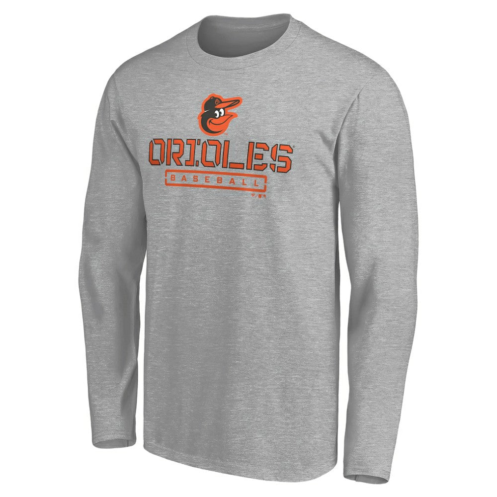 Baltimore Orioles Evanston Stencil Long Sleeve T-Shirt Gray