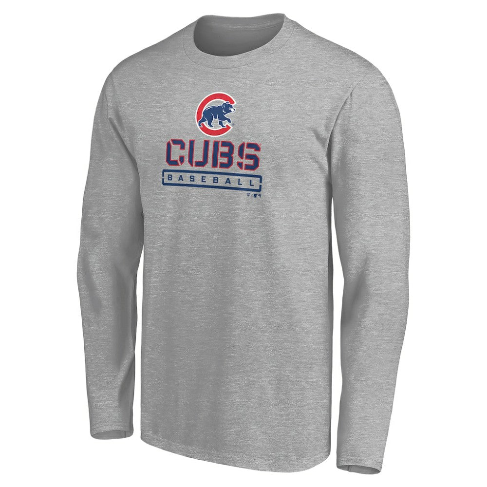 Chicago Cubs Evanston Stencil Long Sleeve T-Shirt Gray
