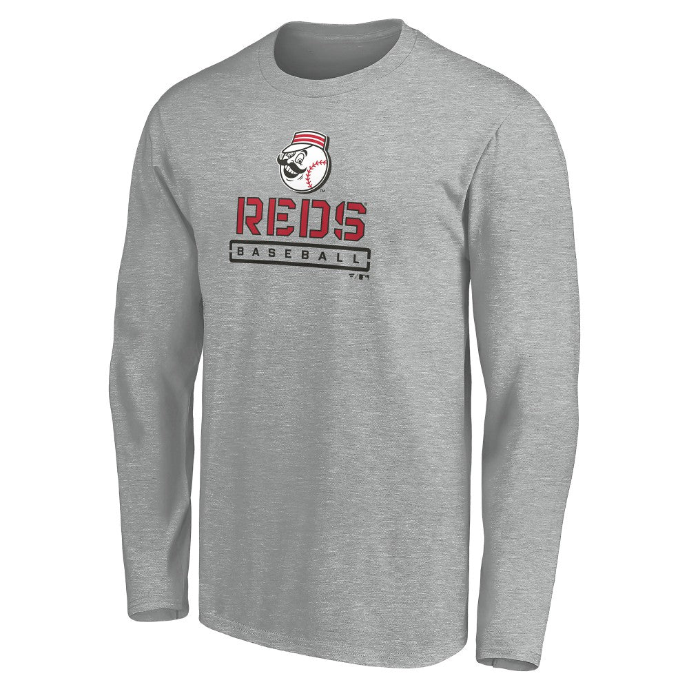 Cincinnati Reds Evanston Stencil Long Sleeve T-Shirt Gray