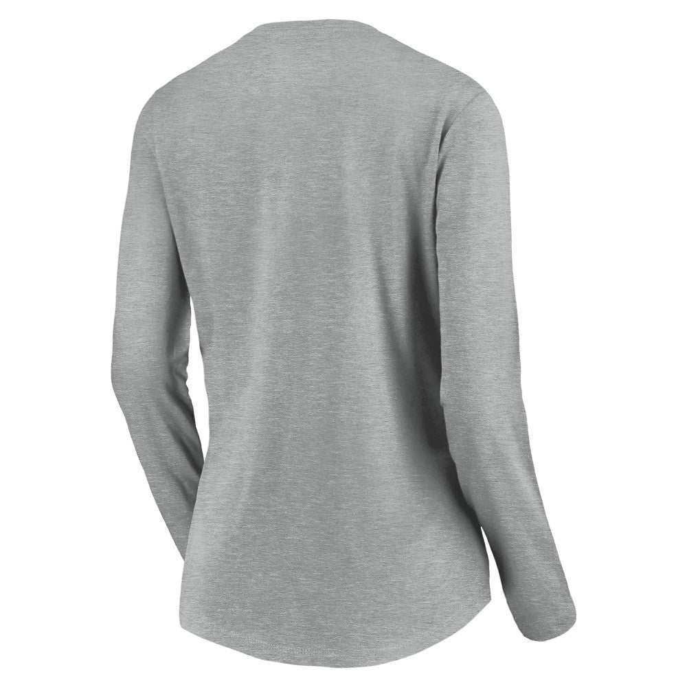 Cincinnati Reds Women's Evanston Stencil Long Sleeve V-Neck T-Shirt Gray
