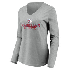 Cleveland Guardians Women's Evanston Stencil Long Sleeve V-Neck T-Shirt Gray