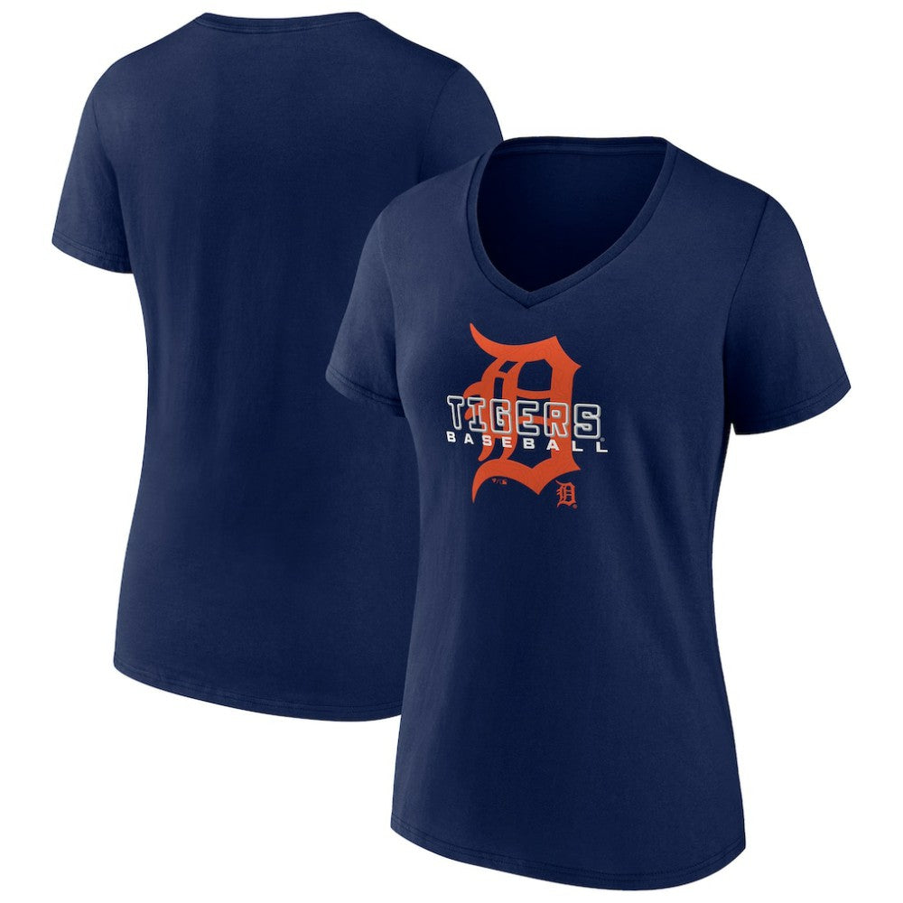Detroit Tigers Women's Stellar V-Neck T-Shirt Navy