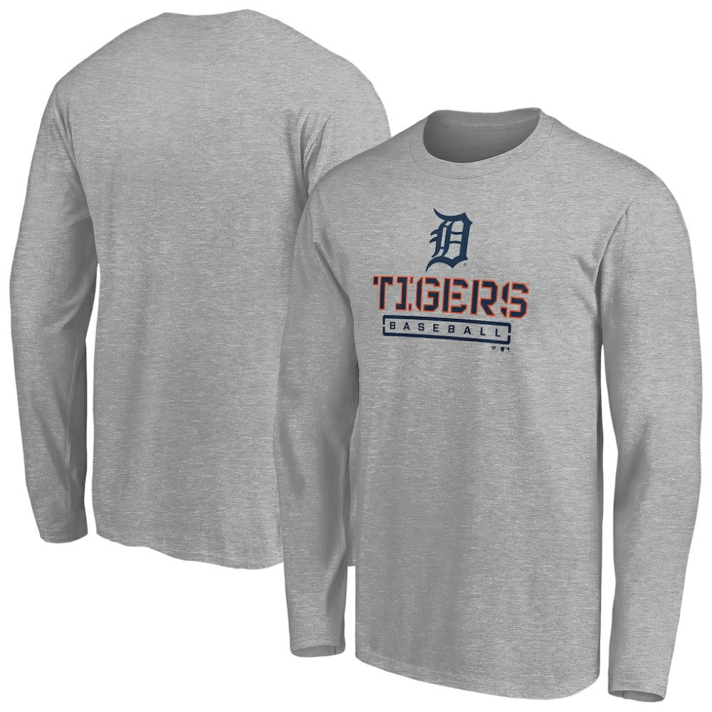 Detroit Tigers Evanston Stencil Long Sleeve T-Shirt Gray