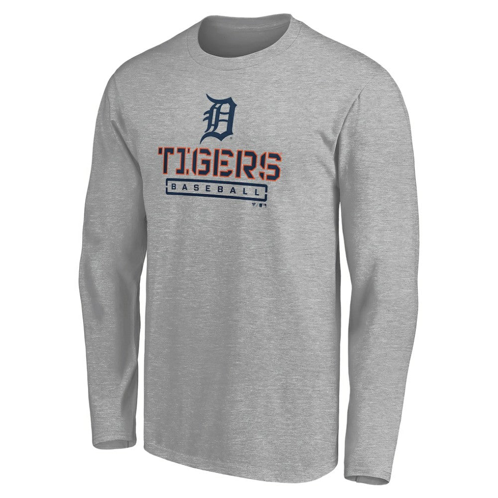 Detroit Tigers Evanston Stencil Long Sleeve T-Shirt Gray