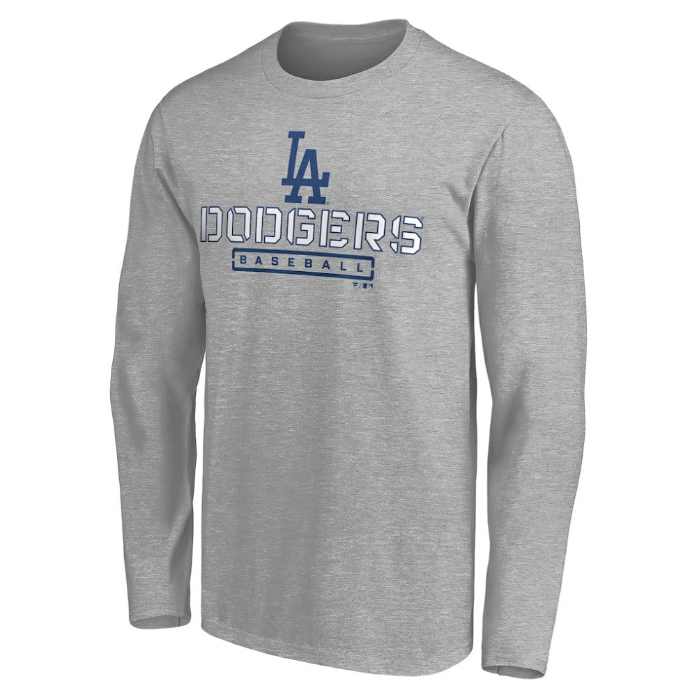 Los Angeles Dodgers Evanston Stencil Long Sleeve T-Shirt Gray