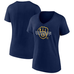 Milwaukee Brewers Women's Stellar V-Neck T-Shirt Navy