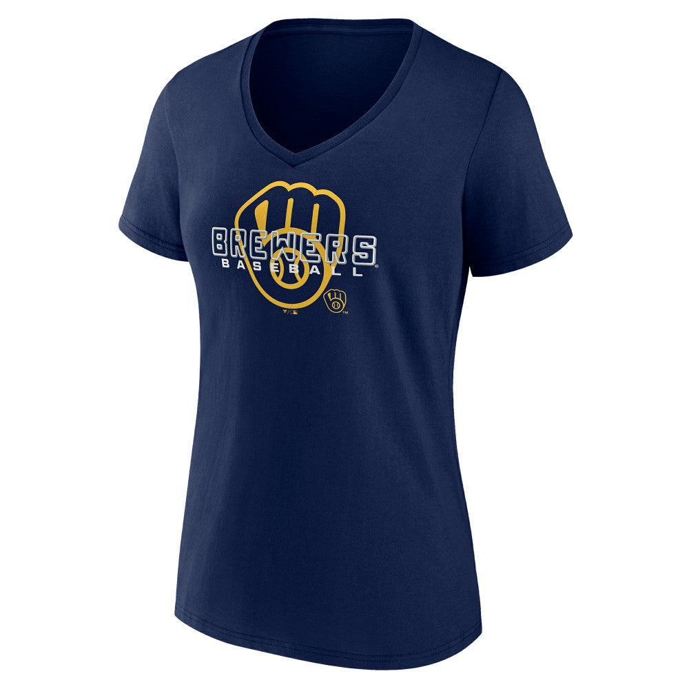 Milwaukee Brewers Women's Stellar V-Neck T-Shirt Navy
