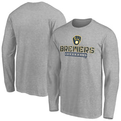Milwaukee Brewers Evanston Stencil Long Sleeve T-Shirt Gray