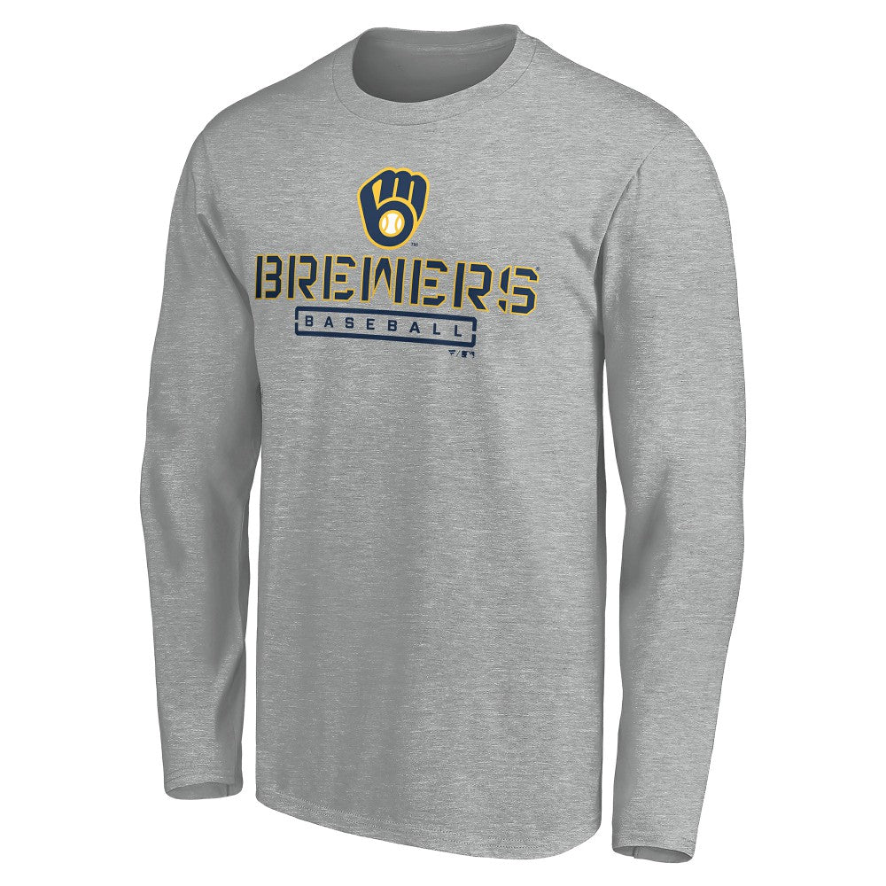 Milwaukee Brewers Evanston Stencil Long Sleeve T-Shirt Gray