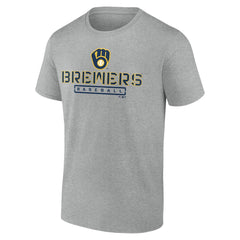 Milwaukee Brewers Evanston Stencil T-Shirt Heather Gray
