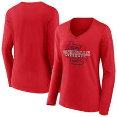 St. Louis Cardinals Women's Stellar Long Sleeve V-Neck T-Shirt Red