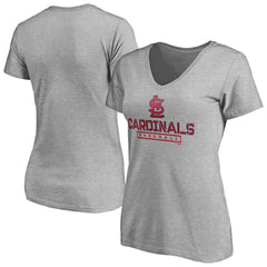 St. Louis Cardinals Women's Evanston Stencil V-Neck T-Shirt Gray