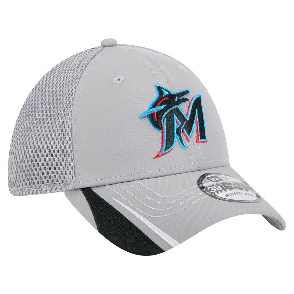 Miami Marlins Linear 39THIRTY Flex Hat Gray | New Era