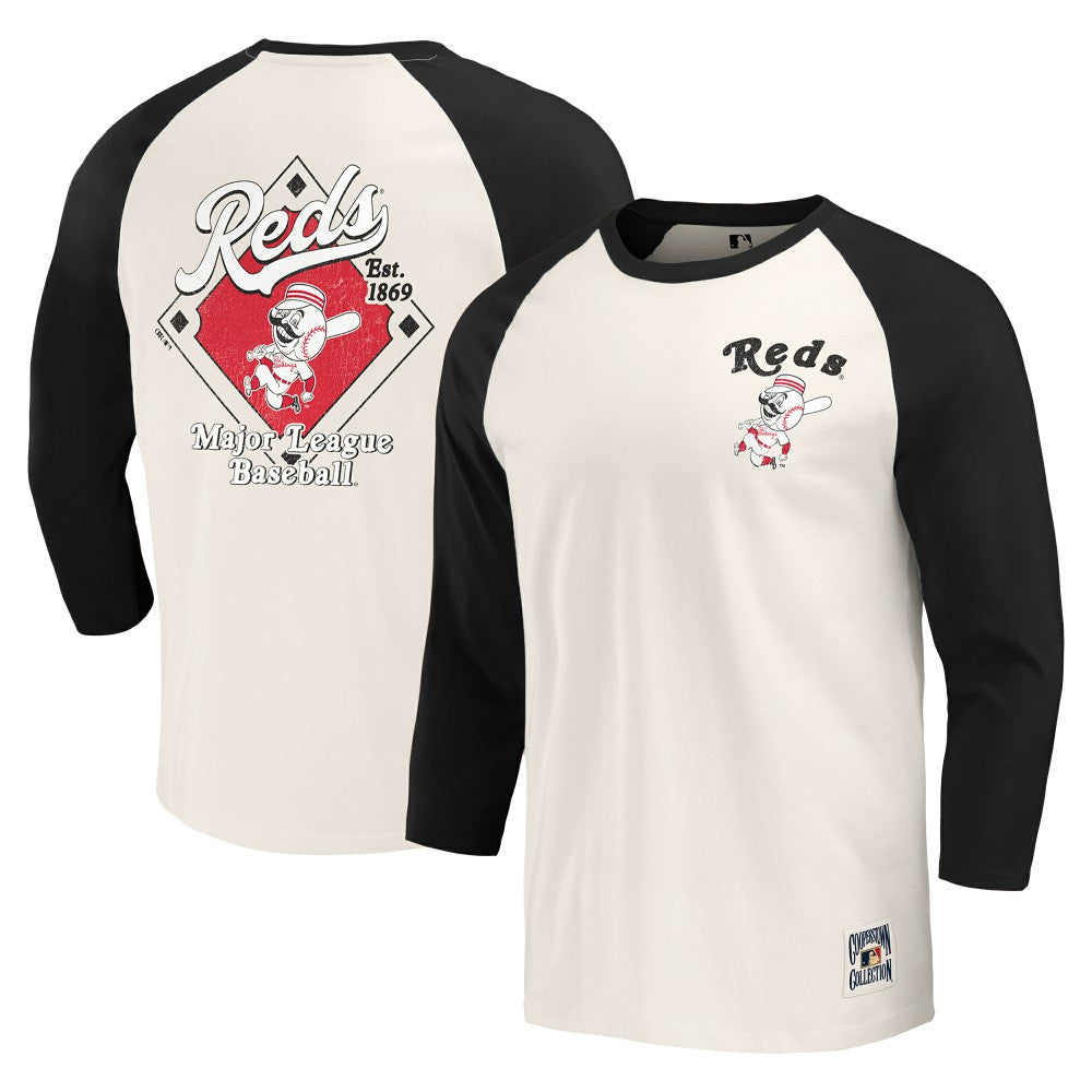 Cincinnati Reds Darius Rucker Collection Cooperstown Collection Raglan 3/4-Sleeve T-Shirt White