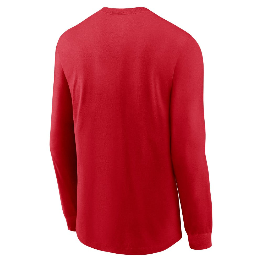 Cincinnati Reds Local Logo Swoosh Lockup Long Sleeve T-Shirt Red | Nike
