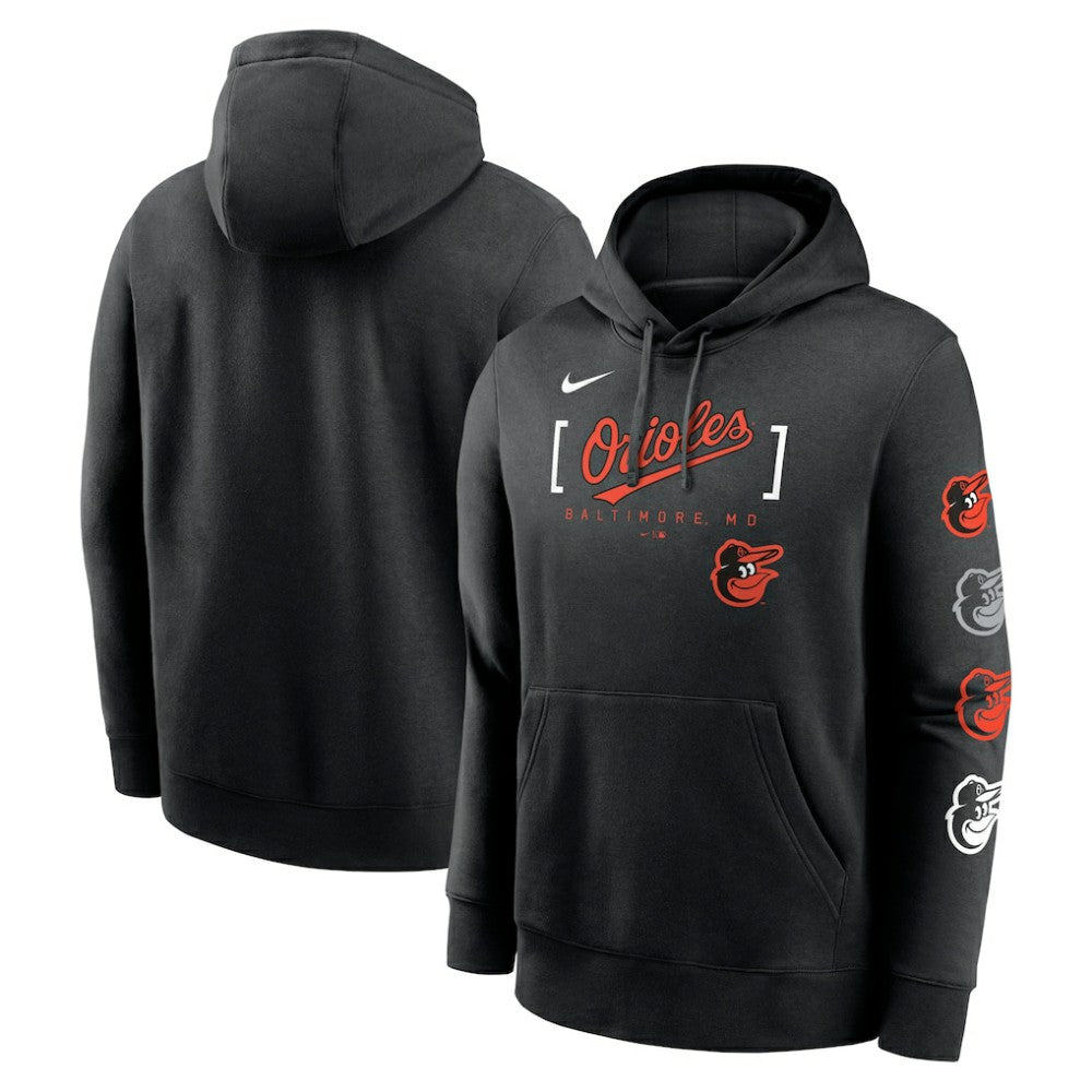 Baltimore Orioles Club Stack Pullover Hoodie Black | Nike