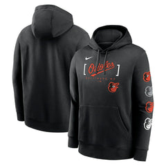 Baltimore Orioles Club Stack Pullover Hoodie Black | Nike
