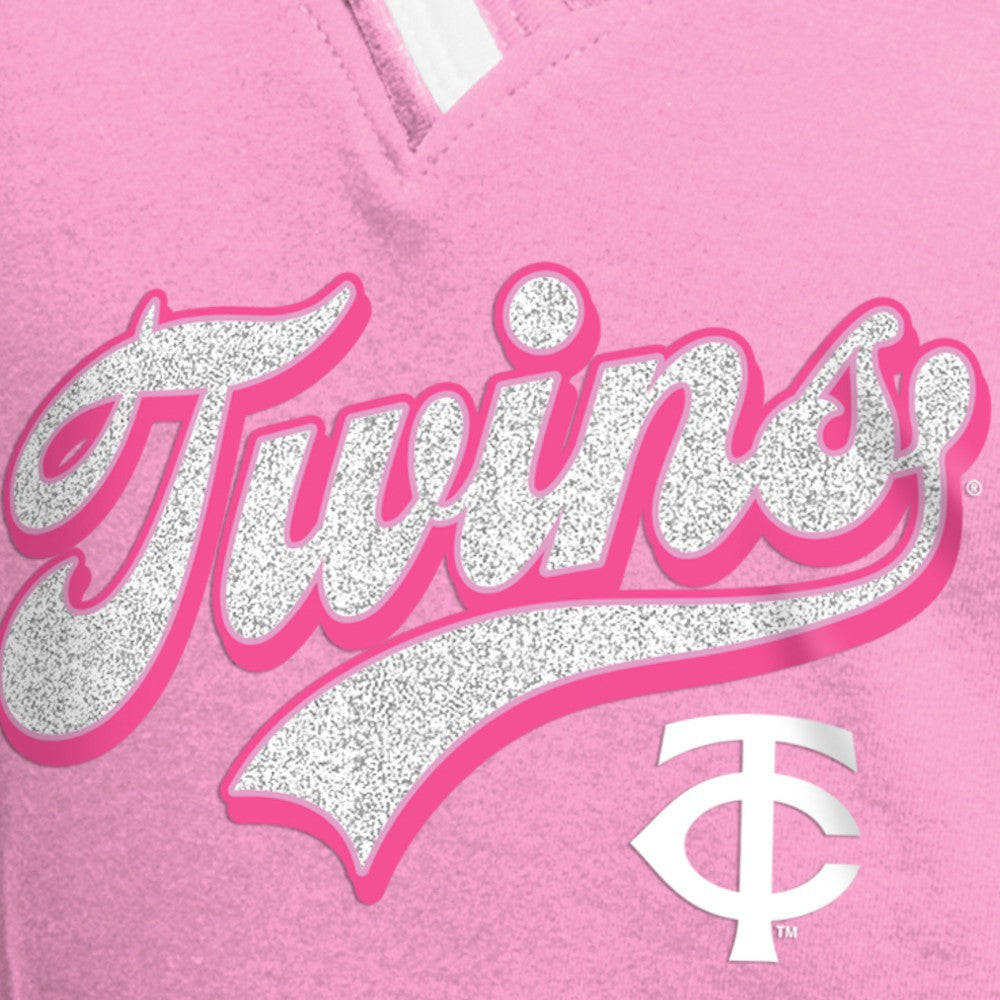 Minnesota Twins Girls Youth Mommy & Me Raglan V-Neck T-Shirt Pink | New Era