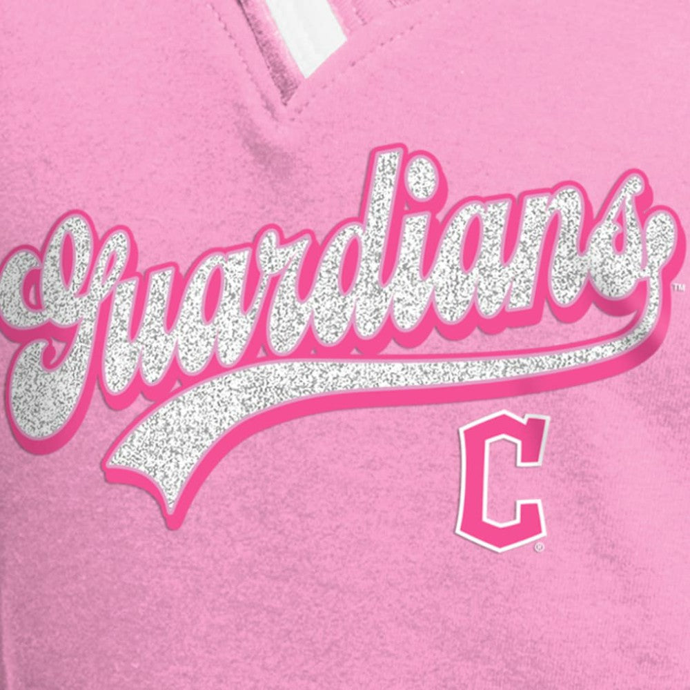 Cleveland Guardians Girls Youth Mommy & Me Raglan V-Neck T-Shirt Pink | New Era