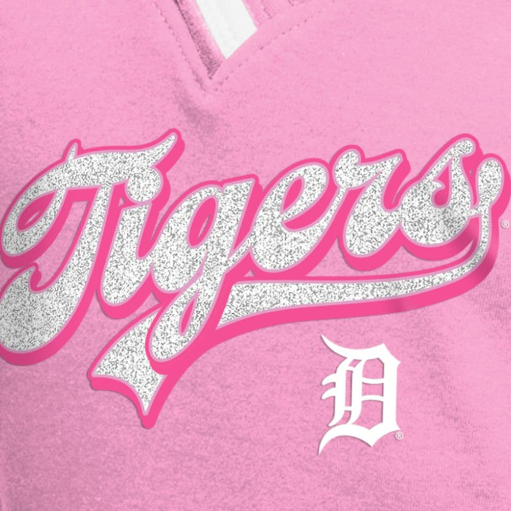Detroit Tigers Girls Youth Mommy & Me Raglan V-Neck T-Shirt Pink | New Era