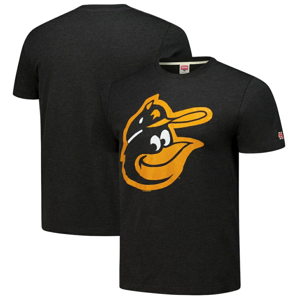 Baltimore Orioles Homage Cooperstown Collection Hand-Drawn Logo Tri-Blend T-Shirt Black