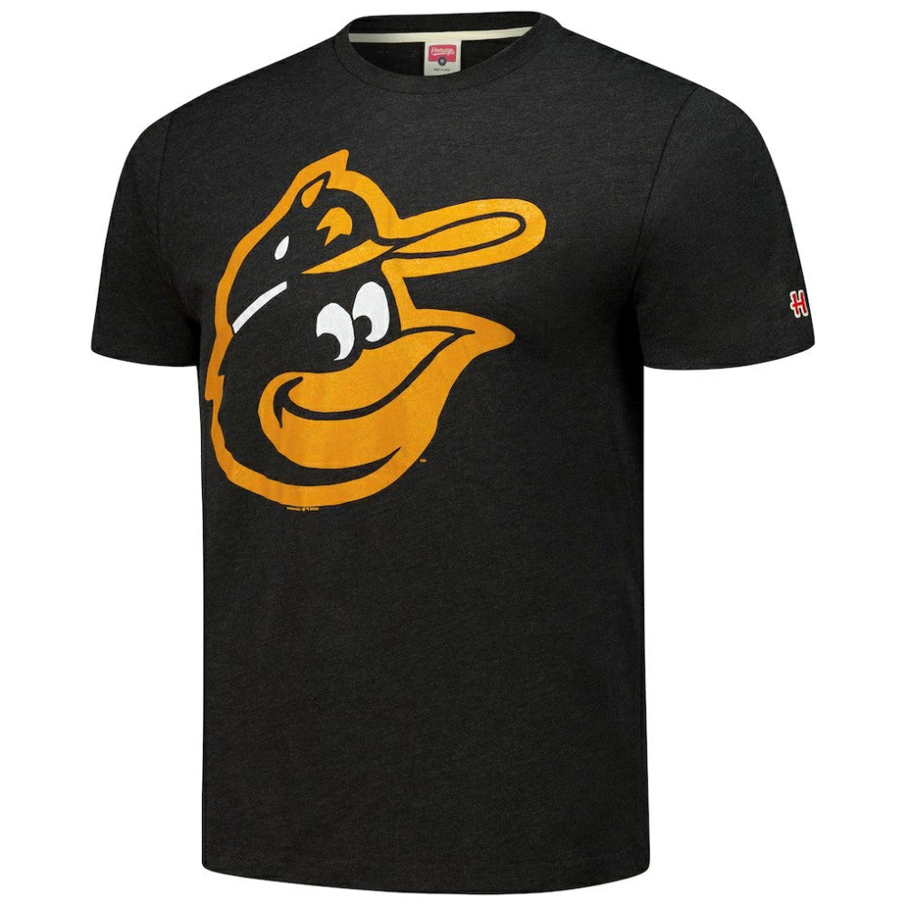 Baltimore Orioles Homage Cooperstown Collection Hand-Drawn Logo Tri-Blend T-Shirt Black
