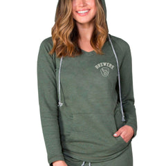 Milwaukee Brewers Concepts Sport Women's Mainstream Terry Tri-Blend V-Neck Pullover Hoodie Green