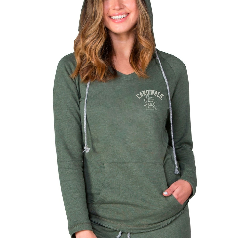St. Louis Cardinals Concepts Sport Women's Mainstream Terry Tri-Blend V-Neck Pullover Hoodie Green