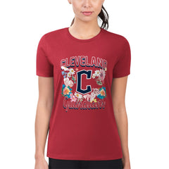 Cleveland Guardians G-III 4Her by Carl Banks Women's Super-Slim Fit Lightweight Flowers Graphic T-Shirt Red