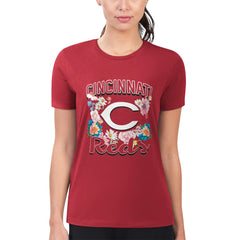 Cincinnati Reds G-III 4Her by Carl Banks Women's Super-Slim Fit Lightweight Flowers Graphic T-Shirt Red