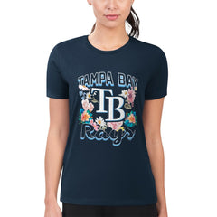 Tampa Bay Rays G-III 4Her by Carl Banks Women's Super-Slim Fit Lightweight Flowers Graphic T-Shirt Navy