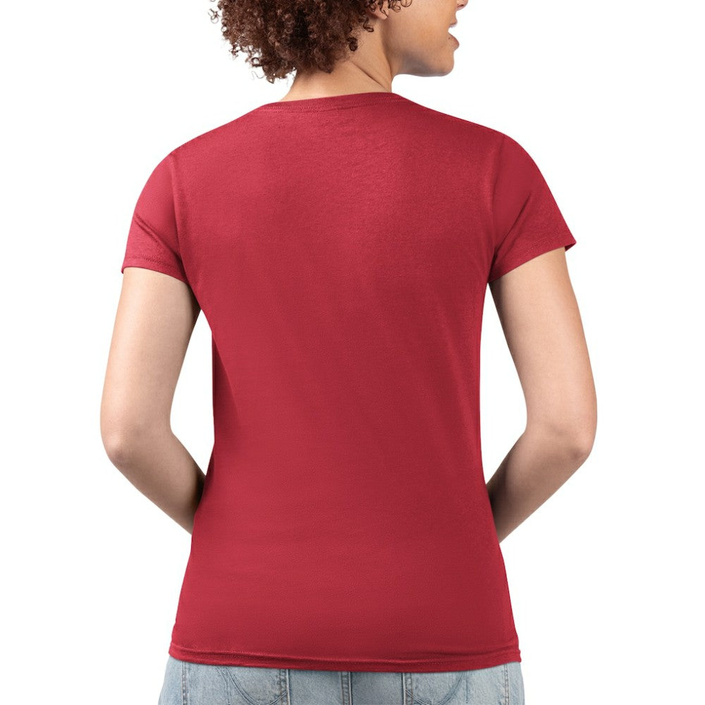 Chicago Cubs G-III 4Her by Carl Banks Women's Super-Slim Fit Lightweight Flowers Graphic V-Neck T-Shirt Red