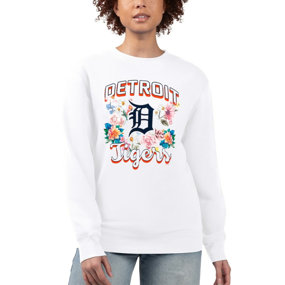 Detroit Tigers G-III 4Her by Carl Banks Women's Flowers Graphic Pullover Sweatshirt White
