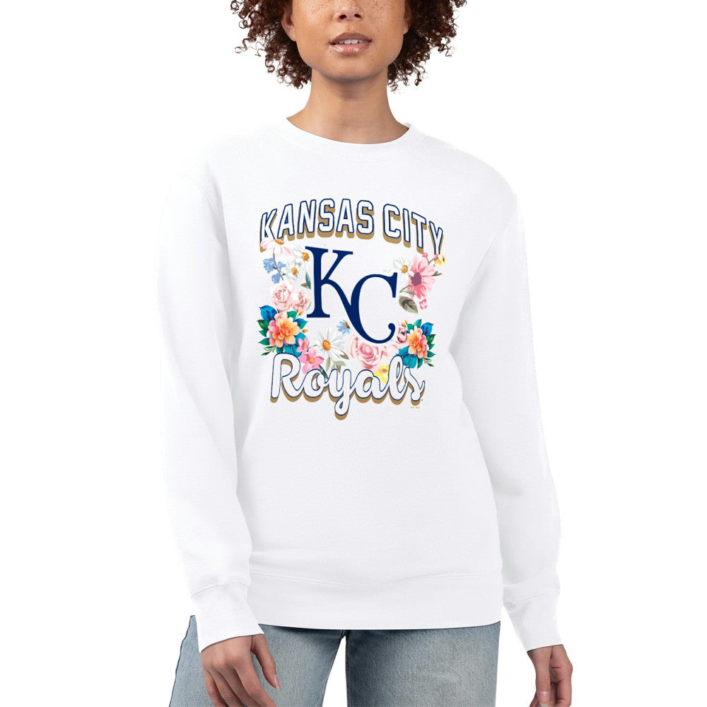 Kansas City Royals G-III 4Her by Carl Banks Women's Flowers Graphic Pullover Sweatshirt White