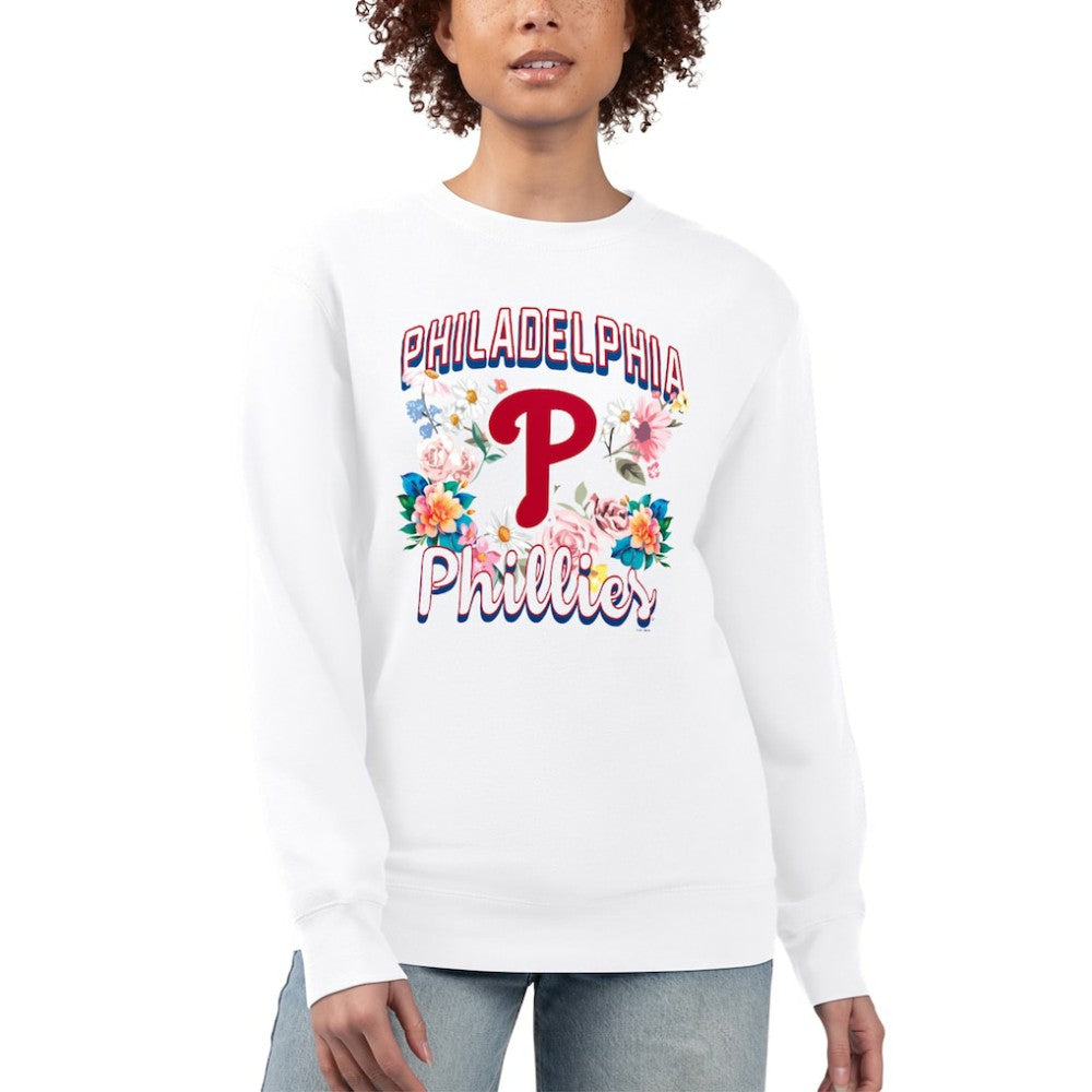 Philadelphia Phillies G-III 4Her by Carl Banks Women's Flowers Graphic Pullover Sweatshirt White