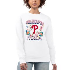 Philadelphia Phillies G-III 4Her by Carl Banks Women's Flowers Graphic Pullover Sweatshirt White