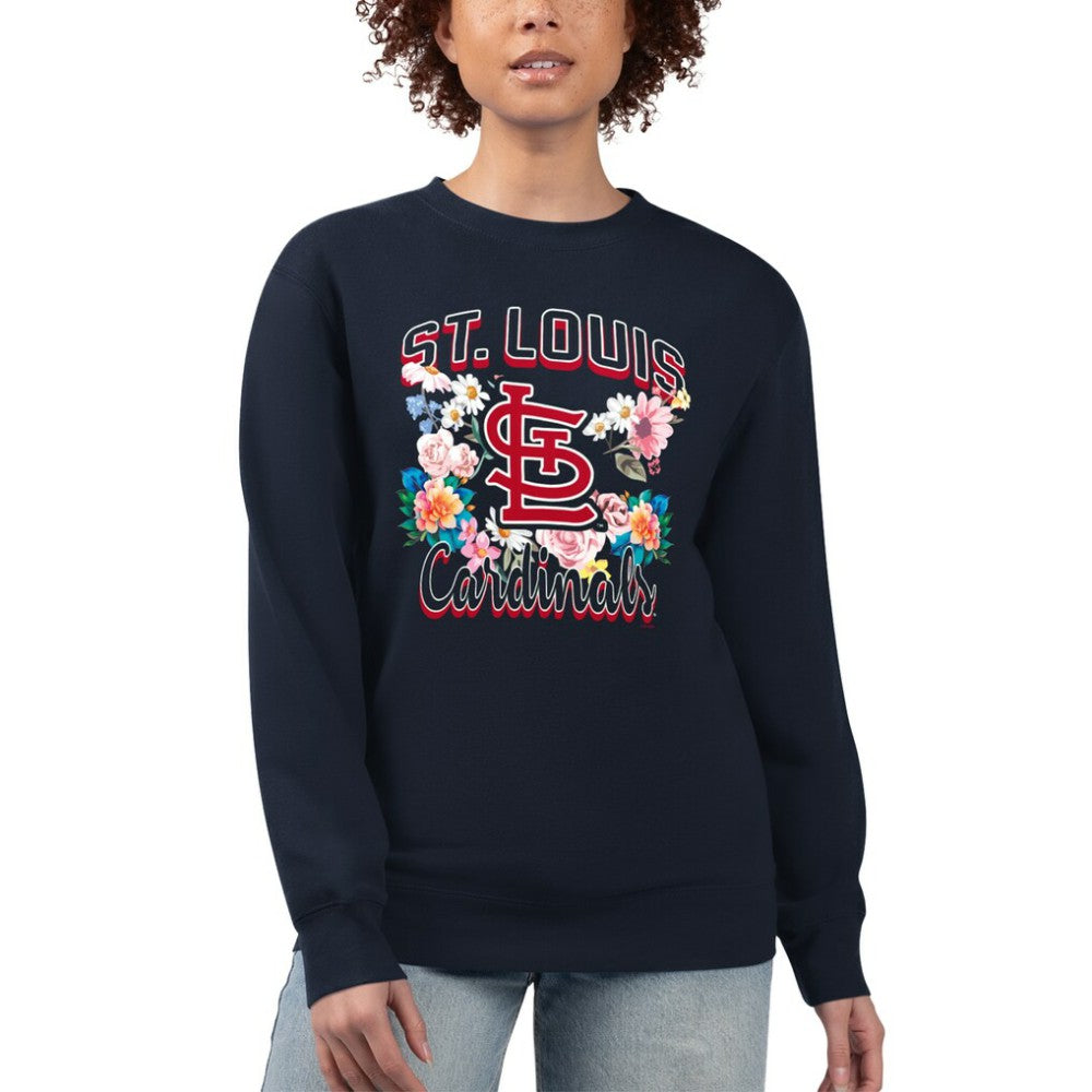 St. Louis Cardinals G-III 4Her by Carl Banks Women's Flowers Graphic Pullover Sweatshirt Navy
